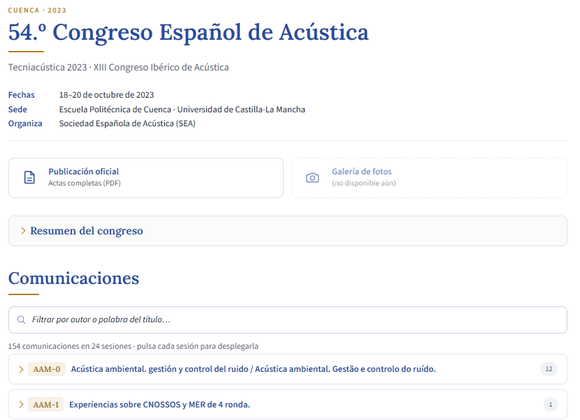Sección de Actas de TecniAcústica 2023